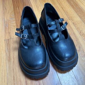 Urban Outfitters Black Double Strap Loafers